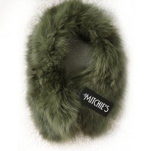 GENUINE LUXURIOUS FOX FUR COLLAR SCARF green wrap